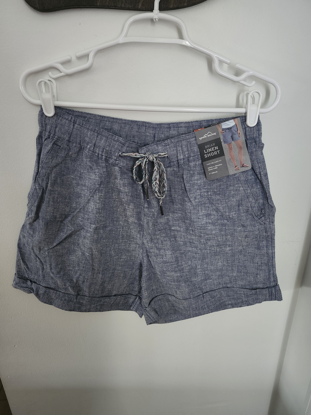 Eddie Bauer Women's Linen-Blend High Waist Shorts - Chambray Blue